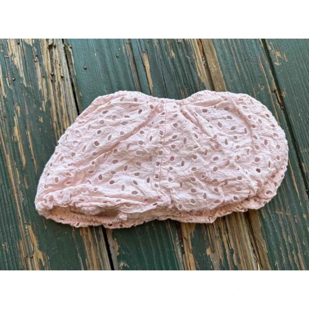 7 For All Mankind Baby Girl Pink Eyelet Lace Bloomers Diaper Cover 18M